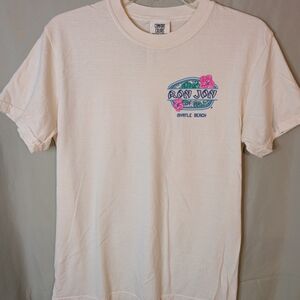 Ron Jon Cream Short Sleeve Tee with Tropical Chest Logo